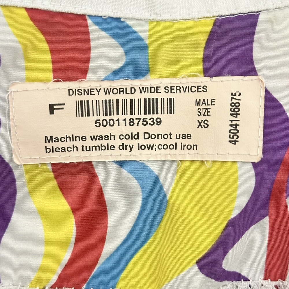 VTG Disney Cast Member Uniform Shirt XS Multicolor Wave Made USA 80s 90s Rare - Picture 6 of 6